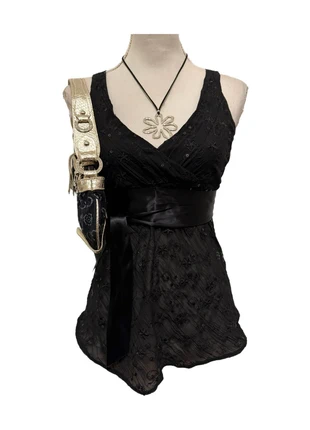 Y2K coquette lace wrap tank top vintage bow tie mesh, marque: Vintage Dressing, état: Très bon état, taille: S / 36 / 8, 25,99 €, 27,99 € Protection acheteurs (Pro) incluse