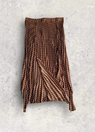 Jupe longue asymétrique plissée et fendue Zara marron a pois taille L, marque: Zara, état: Très bon état, taille: L / 40 / 12, 5,00 €, 5,95 € Protection acheteurs incluse
