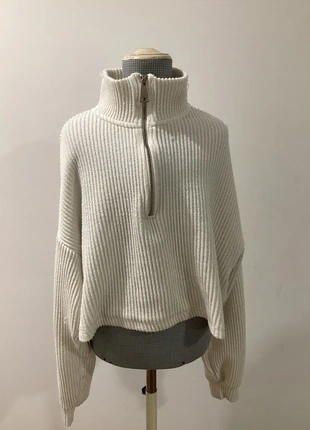 Jersey blanco de punto con cremallera, marque: Bershka, état: Très bon état, taille: XS / 34 / 6, 7,00 €, 8,05 € Protection acheteurs incluse