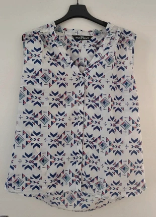 Blouse sans manche blanche à motifs taille 42/44 Must Have, marque: MustHave, état: Très bon état, taille: XL / 42 / 14, 7,50 €, 8,58 € Protection acheteurs incluse