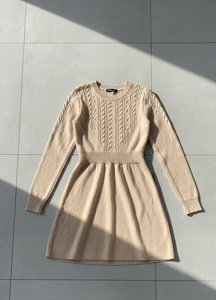 Robe pull patineuse en maille torsadée beige écru – style casual chic automne hiver cosy, merk: Étoile & Lierre, staat: Heel goed, maat: S / 36 / 8, € 44,00, € 46,90 inclusief Kopersbescherming