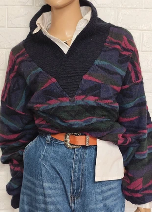 Jersey lana y alpaca punto vintage oversize 90's étnico abstracto geométrico, marque: Vintage Dressing, état: Très bon état, taille: XL / 42 / 14, 24,90 €, 26,85 € Protection acheteurs incluse
