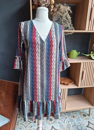 🤎Robe droite à rayures colorées Esprit bohème chic, brand: Vintage Dressing, condition: New without tags, size: S / 36 / 8, €25.00, €26.95 includes Buyer Protection
