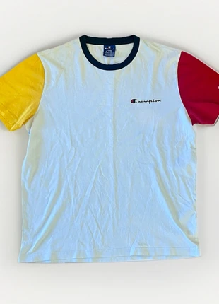 Champion Colour Block T-Shirt – Size L – White Red Yellow – Excellent Condition, brand: Champion, condition: Very good, size: L, £16.00, £17.50 includes Buyer Protection