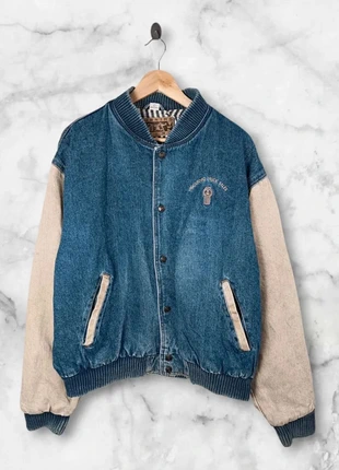 Veste vintage en jean manches beige 90s style workwear Y2K USA doublure rayée taille L, marque: Vintage Dressing, état: Bon état, taille: L, 6,00 €, 7,00 € Protection acheteurs incluse