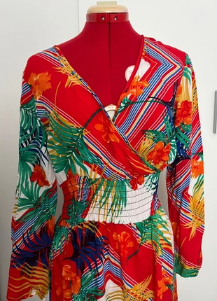 Robe longue à manches longues imprimé exotique, estado: Muito bom, tamanho: M / 38 / 10, €15.00, €16.45 inclui Proteção do Comprador