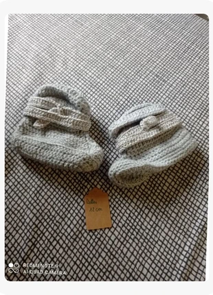 Chaussons bébé tricotés gris 12 cm, brand: Fait Main, condition: Very good, size: 18, €4.00, €4.90 includes Buyer Protection Pro