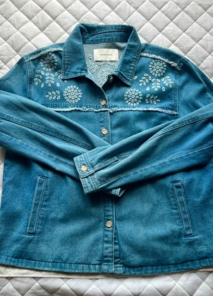 Veste en jean brodée bleue style / bohème, chic / Taille S, merk: Promod, staat: Heel goed, maat: S / 36 / 8, € 12,00, € 13,30 inclusief Kopersbescherming