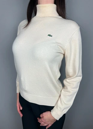 Pull col roulé Lacoste crème logo brodé vintage - S femme - laine KZL 51, brand: Lacoste, condizioni: Ottime, taglia: S / IT 40 / EU 36, €35.00, €37.45 include la Protezione acquisti Pro