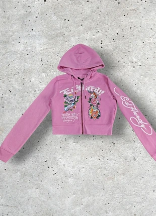 Sweat Crop-Top Ed Hardy Flower Skull Full Zip Y2k Neuf - Fushia - Taille M Femme - 2078_1, marque: Ed Hardy, état: Neuf sans étiquette, taille: M / 38 / 10, 39,90 €, 42,60 € Protection acheteurs incluse