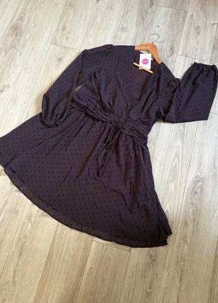 Robe marron à pois noirs grande taille, marca: Maëlle, estado: Muito bom, tamanho: XXXL / 46 / 18, €38.00, €40.60 inclui Proteção do Comprador