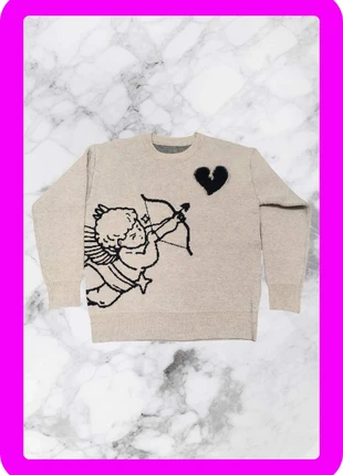 Pull y2k vintage beige avec motif en cupidon XL, brand: y2k, condizioni: Nuovo senza cartellino, taglia: XL, €30.00, €32.20 include la Protezione acquisti