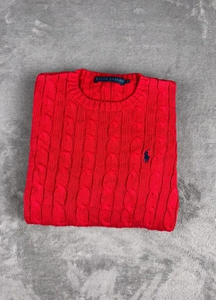 Torsadé Polo Ralph Lauren col rond | Taille S | Rouge logo bleu marine, marque: Ralph Lauren, état: Très bon état, taille: S / 36 / 8, 39,90 €, 42,60 € Protection acheteurs incluse