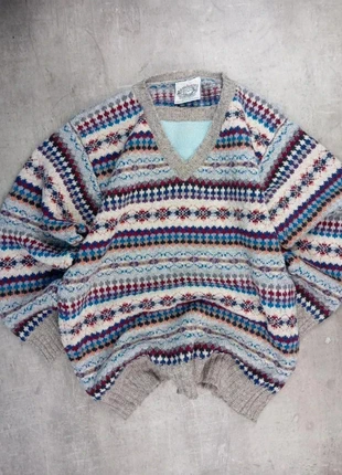 Pull Laine 100% Vintage Tricot Multicolore Rayures Fair Isle 90s Gris Bleu Rouge Taille M, marque: Vintage Dressing, état: Très bon état, taille: M, 45,00 €, 47,95 € Protection acheteurs incluse