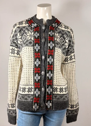 Grey & cream Nordic cardigan, traditional winter knit, size M, marca: LAINE, estado: Muito bom, tamanho: M / 38 / 10, €32.90, €35.25 inclui Proteção do Comprador