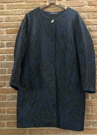 Elegante soprabito Ambra Jeans blu notte effetto broccato – tg M, merk: Ambra, staat: Heel goed, maat: M / 38 / 10, € 50,00, € 53,20 inclusief Kopersbescherming