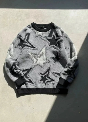 Pull Oversize Étoiles Gris – Streetwear / Cosy / Arty / Unisexe, condition: Very good, size: M, €52.90, €56.25 includes Buyer Protection