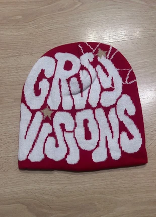 Groovy Visions" Reversible Knit Beanie Hat | Spiderweb Design | Red & White Streetwear, marque: y2k, état: Neuf sans étiquette, taille: Taille unique, 9,00 €, 10,15 € Protection acheteurs incluse