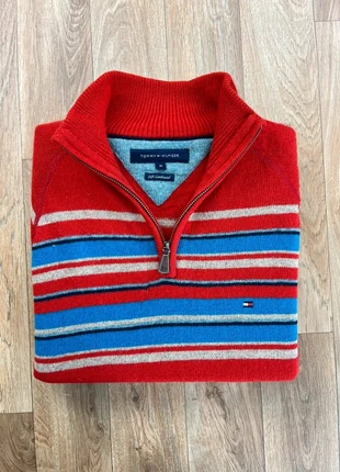 Pull Tommy Hilfiger Half zip 1/4 zip col camionneur | Bleu rouge blanc logo brodé | Taille M, brand: Tommy Hilfiger, condition: Very good, size: M, €25.00, €26.95 includes Buyer Protection Pro
