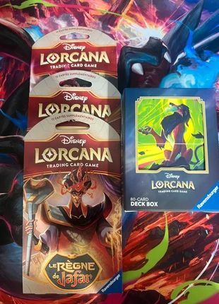 3 boosters Lorcana Le règne de jafar + deckbox scar, brand: Disney, condition: Very good, €13.00, €14.35 includes Buyer Protection