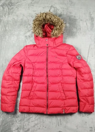 Veste matelassée doudoune jacket femme tommy Hilfiger rouge taille L capuche fourrure duvet d7, brand: Tommy Hilfiger, condition: Good, size: L / 40 / 12, €52.00, €55.30 includes Buyer Protection Pro
