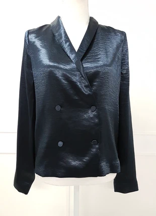 Blazer bleu satiné neuf veste chic blazer blu raso satin nuovo giacca elegante Jacke jasje, brand: blazer chic, condizioni: Nuovo con cartellino, taglia: S / IT 40 / EU 36, €35.00, €37.45 include la Protezione acquisti