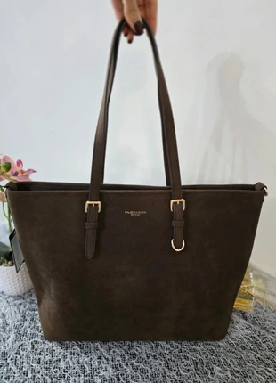 Grand cabas en suédine chocolat – anses épaules réglables, multi-compartiments, marke: Flora & Co, zustand: Neu, mit Etikett, 39,00 €, 41,65 € beinhaltet Vinted-Käuferschutz Pro