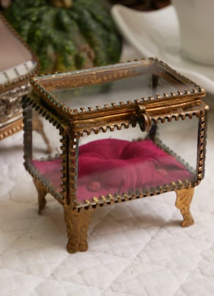 Ancien Petit Coffret bijoux verre Napoléon III, marque: Ancien Petit Coffret bijoux Napoléon III, état: Très bon état, 47,00 €, 50,05 € Protection acheteurs incluse