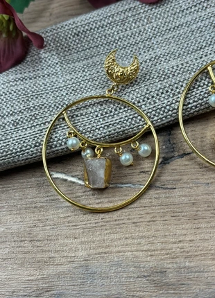 Superbe créoles perles et quartz, état: Très bon état, 14,00 €, 15,40 € Protection acheteurs (Pro) incluse