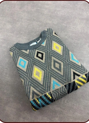 Pull vintage à motifs géométriques gris bleu et jaune Sunday’s Uomo taille L, brand: Vintage Dressing, condizioni: Ottime, taglia: L, €22.00, €23.80 include la Protezione acquisti