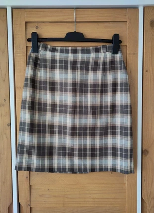 Jupe courte Caroll tartan laine beige marron crème T42 vintage chic neuve, merk: Caroll, staat: Nieuw zonder prijskaartje, maat: XL / 42 / 14, € 29,00, € 31,15 inclusief Kopersbescherming