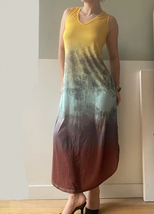 Robe d’été la longue colorée dégradé jaune au marron style vintage y2k, zustand: Sehr gut, größe: S / 36 / 8, 5,00 €, 5,95 € inklusive Vinted-Käuferschutz