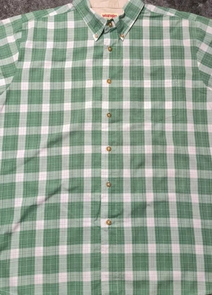 Chemise manches courtes wrangler blanche et verte à carreaux taille L, marque: Wrangler, état: Très bon état, taille: L, 13,00 €, 14,35 € Protection acheteurs (Pro) incluse