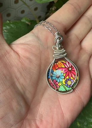 🌸 Flower power glas hanger ketting 🌸, staat: Heel goed, € 10,00, € 11,20 inclusief Kopersbescherming Pro