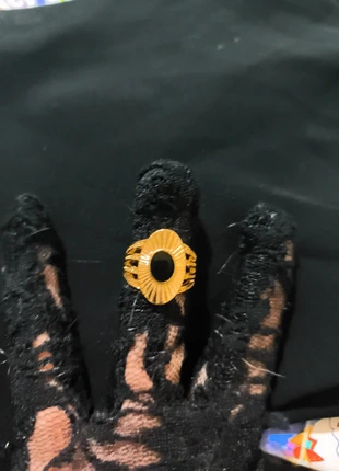 Bague Fantaisie Dorée Ovale Rayons de Soleil et Émail Noir, marca: Fantaisie, estado: Nuevo sin etiquetas, tamaño: 19,8 mm Ø / 23,5, 3,00 €, 3,85 € Protección al comprador incluida