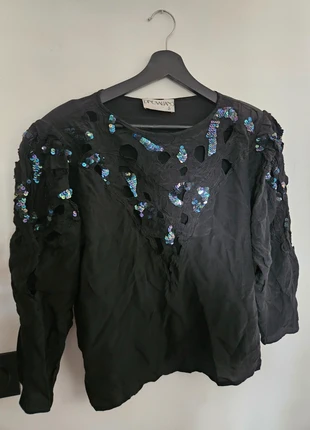 T-shirt manches 3/4 fluide avec sequins taille M, marque: Noir, état: Très bon état, taille: M / 38 / 10, 3,00 €, 3,85 € Protection acheteurs incluse