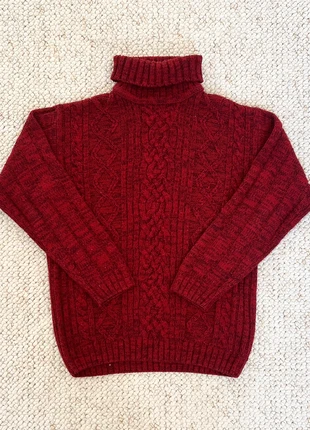 Pull torsadé rouge col roulé style irlandais - laine épaisse vintage (taille M/L), marque: Vintage Dressing, état: Très bon état, taille: M, 30,00 €, 32,20 € Protection acheteurs incluse