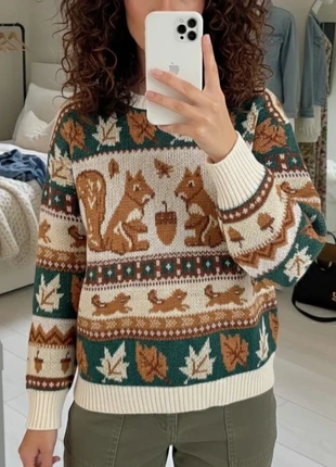 Pull femme douillet à imprimé écureuil color block – Taille S, marque: Nordee, état: Très bon état, taille: S / 36 / 8, 45,00 €, 47,95 € Protection acheteurs incluse