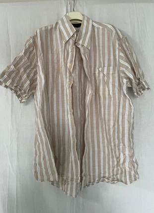 Camicia nuova a righe beige e bianche – lino e cotone, marque: N.E.W.O.R.L.D, état: Neuf sans étiquette, taille: XL, 3,00 €, 3,85 € Protection acheteurs incluse