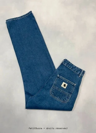 Jean Carhartt wip Bleu Marine Taille Haute Large et Droit modèle Simple Pant - XS w24 #819, marque: Carhartt, état: Très bon état, taille: XS / 34 / 6, 49,00 €, 52,15 € Protection acheteurs (Pro) incluse