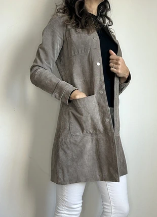 Veste manteau cuir suédé taupe MANGO vintage chic automne - Taille XS - Excellent état, brand: Mango, condition: Very good, size: XS / 34 / 6, €40.00, €42.70 includes Buyer Protection