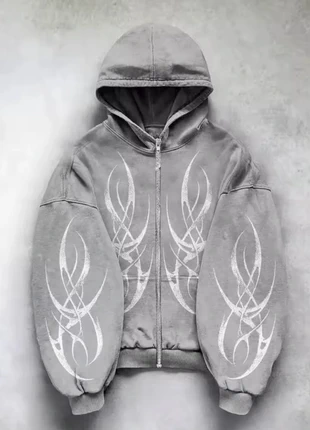 Sweat à capuche zip Y2K gothique gris, merk: y2k, staat: Heel goed, maat: L, € 55,00, € 58,45 inclusief Kopersbescherming