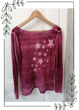 Pull framboise tie & dye| Raspberry tie-dye star| Himbeer Tie-Dye Pull | Frambozen tie-dye trui, marque: it Hippie, état: Très bon état, taille: L / 40 / 12, 12,00 €, 13,30 € Protection acheteurs incluse