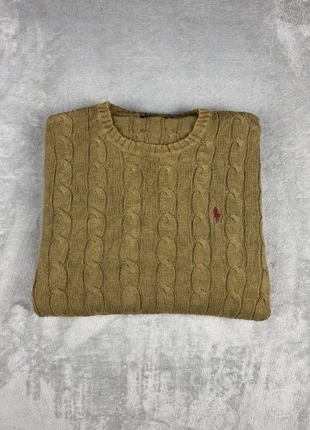 Torsadé Polo Ralph Lauren col rond | Taille M | kaki logo bordeaux, merk: Ralph Lauren, staat: Heel goed, maat: M, € 49,90, € 53,10 inclusief Kopersbescherming