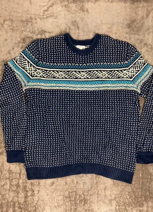 Pull bleu à motifs Ethnic Vintage, marca: Merona, estado: Bom, tamanho: XL, €14.00, €15.40 inclui Proteção do Comprador Pro