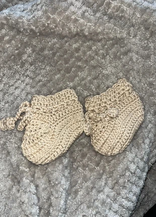Newborn cream/brown booties *great quality wool, brand: Homemade, condition: New without tags, size: Newborns / 44 cm, £5.00, £5.70 includes Buyer Protection