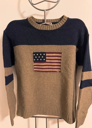 Pull River Woods – Taille M – Laine d’agneau – Motif drapeau – Bleu & beige, marque: River Woods, état: Très bon état, taille: M, 18,00 €, 19,60 € Protection acheteurs incluse