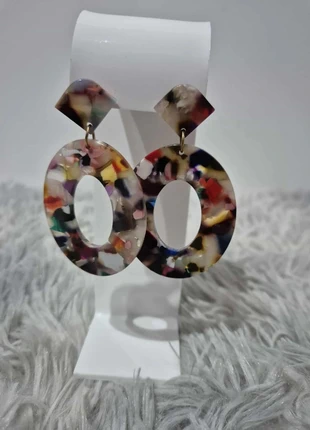 Boucles d’oreilles multicolores résine – Style moderne, marque: Tendance, état: Neuf sans étiquette, 5,99 €, 6,99 € Protection acheteurs incluse