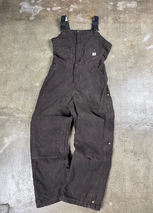 Salopette en jean marron rembourrée Carhartt taille L femme workwear court - PAN1639, merk: Carhartt, staat: Goed, maat: L / 40 / 12, € 49,99, € 53,19 inclusief Kopersbescherming Pro