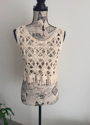 Crop top en macramé beige bohème, brand: sans marque, condition: New without tags, size: One size, €10.00, €11.20 includes Buyer Protection